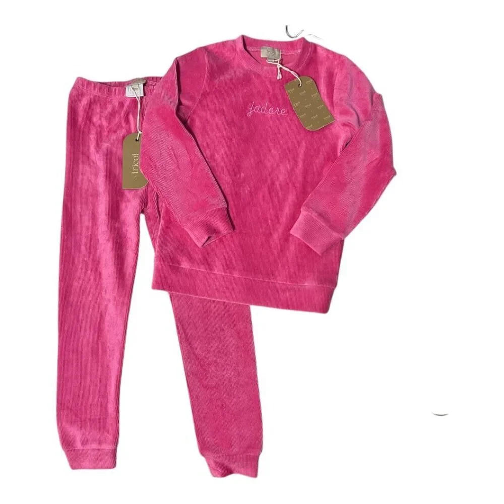 Tricot Kid Girls Pajama Set Pink Shirt Pants Cotton Blend Brand New